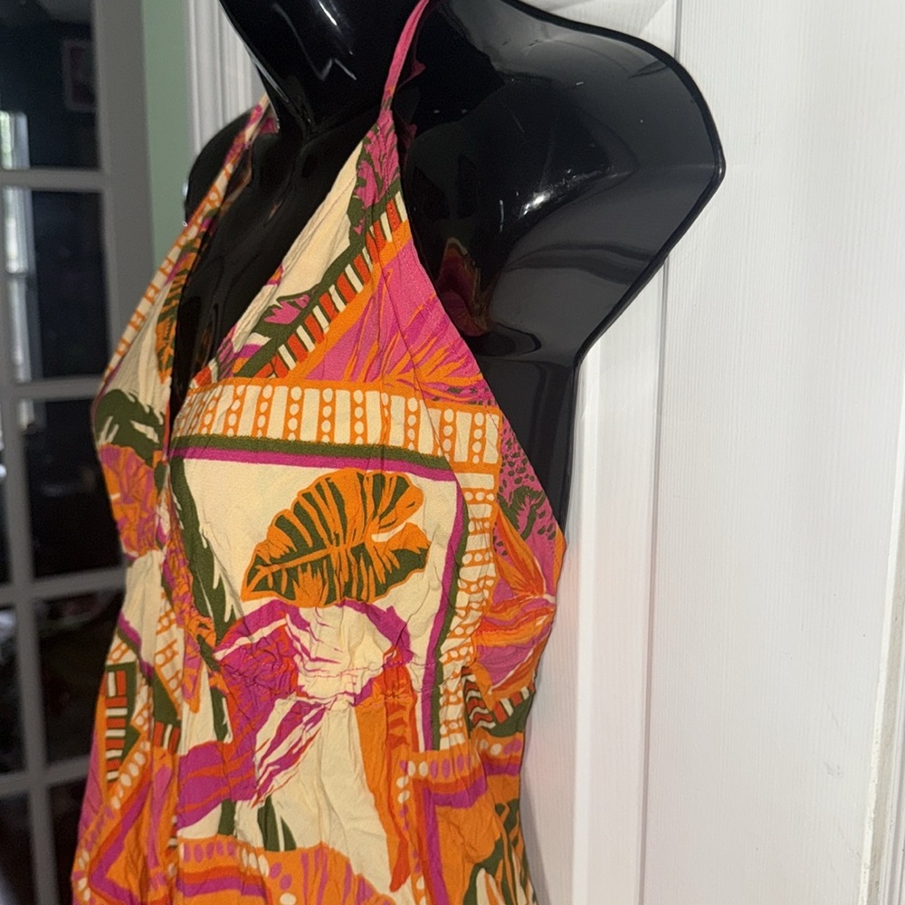Favela Hype Pink Floral Halter Hi-Lo Dress Brazilian DesignerTropical Size Small - Picture 6 of 13
